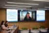 Image of online an online speaker and moderator at EGM on harnessing innovative technologies to advance green transformation for sustainable development