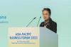 Image of Ms. Armida Salsiah Alisjabana speaking on stage at Asia-Pacific Business Forum 2023